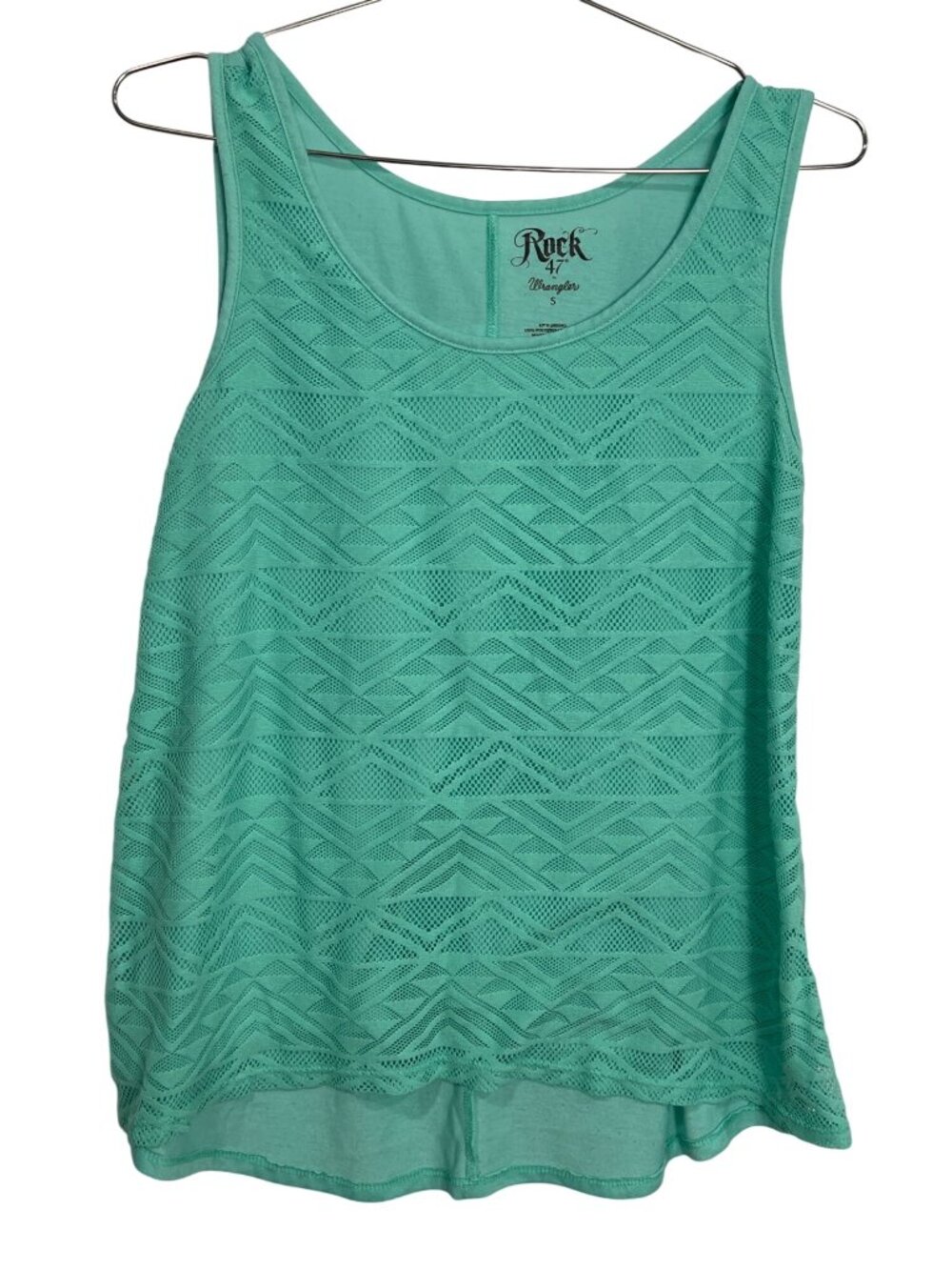 Rock 47 By Wrangler Tank Top Small Aztec Lace Overlay Sleeveless Green Western
